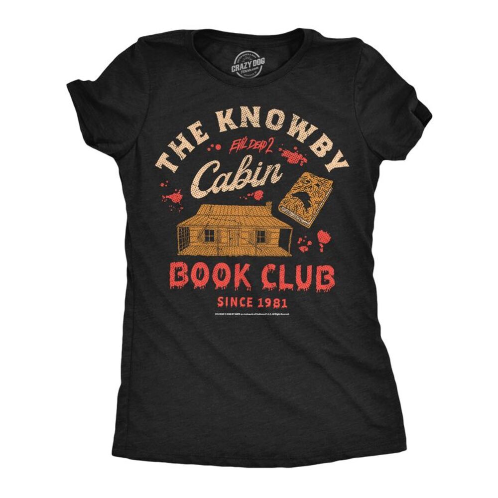 Womens Funny T Shirts The Knowby Cabin Book Club Evil Dead Movie Tee For Ladies